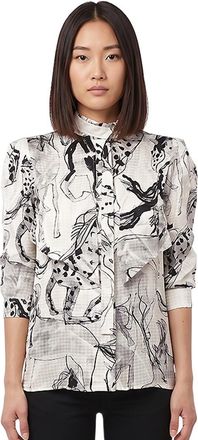 Stella McCartney BlackWhite Printed Mock Collar Top