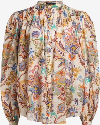 Etro Weite Baumwollvoile-Bluse mit Print Floral Paisley