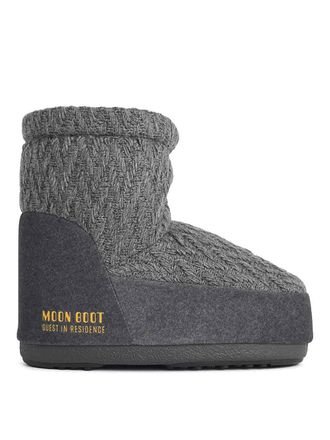 Moon Boot Icon Low Nolace Knit Grey Fabric Boots