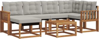 vidaXL Conjunto De Sof&aacute;s De Exterior 7 Uds. Gris Natural Y Claro Vidaxl