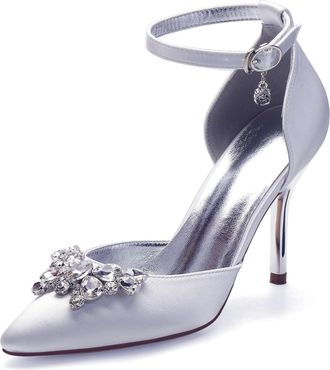 Miyoopark Wedding Shoes for Bride Ankle Strap Evening Pumps for Women M526 White UK 5.5