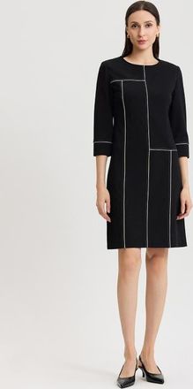 Ming Wang Monochrome Grid Stitch Stretch Deco Crepe Dress in Black/white at Nordstrom, Size X-Large