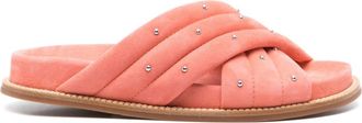 Fabiana Filippi padded quilted suede slides - women - Suede - 38.5 - Pink