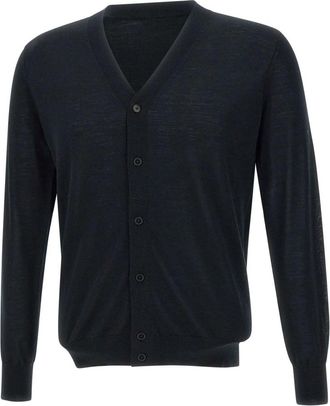 KANGRA Wool Shaved Cardigan - Heren - Vesten - Zwart - 2XL - Wol - Truien & Vesten