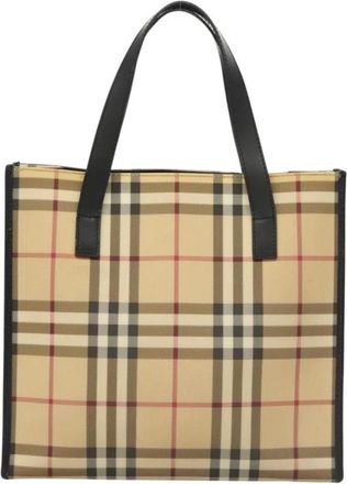 Burberry Pre-owned Tote Bags, female, Beige, Size: ONE SIZE Pre-owned Haymarket Check Tote Bag