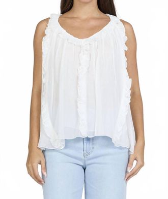 Dear John Denim Renata Ruffle Scoop Neck Top In White