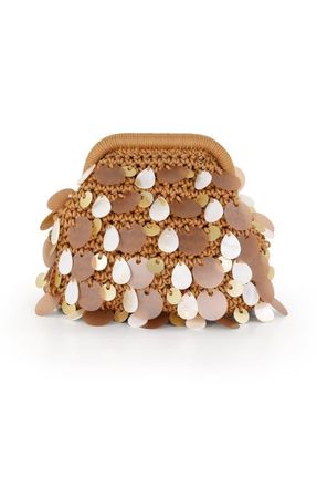 Badgley Mischka Marigold Crochet Corded Pouch Clutch w. Payette at Nordstrom, Size Small