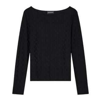 Emporio Armani Jacquard Jersey Jumper - Dames - Longsleeves - Zwart - S - Tops