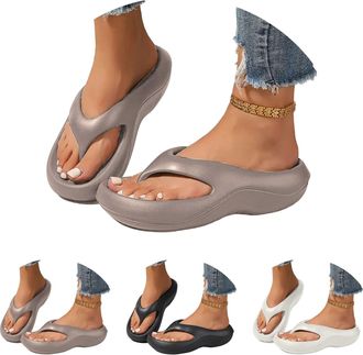 Generic Arch Support Flip Flops for Women Plantar Fasciitis Orthopedic Sandals for Women Arch Support Walking Sandals Platform Recovery Flipflops Pillow Soft 