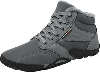 Generic Snow Boots Mens Leather Winter Boots Minimalist Sneakers Shoes(Gray,46)