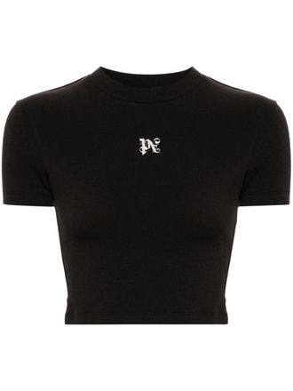 Palm Angels T-shirt met geborduurd logo - Zwart