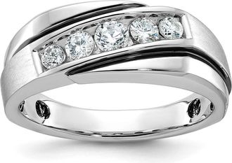 Diamond2Deal 14k White Gold Lab Grown Diamond Wedding Band Ring 1/2Ct Clarity- VS Color- G-H
