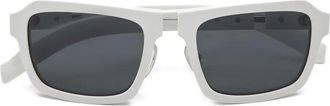 Prada Zonnebril met rechthoekig montuur - Wit