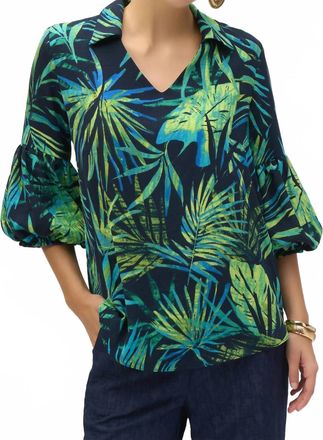 Joseph Ribkoff Tropical Print Straight Tunic In Midnight Blue Multi