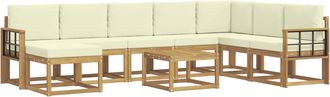vidaXL Conjunto De Sof&aacute;s De Exterior 9 Uds. Blanco Y Crema Vidaxl