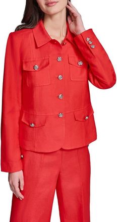 Karl Lagerfeld Linen Blend Jacket in Apple at Nordstrom, Size 14
