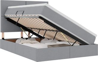 vidaXL Bed with Mattress Light Grey 140 x 200 cm Polyester vidaXL