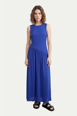 Warehouse Dropped Waist Chiffon Tiered Maxi Dress in Cobalt at Nordstrom, Size 10