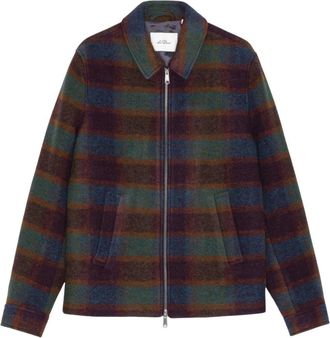 Les Deux Jassen, Heren, Groen, XL, Wol, Check Wool Zipper Coach