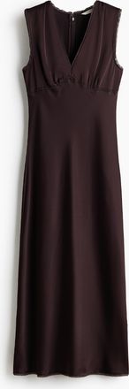 H&M &Auml;rmelloses Satinkleid - Dunkelbraun