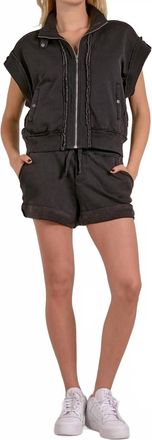 Elan Ainsley Zip-Up Vest In Black