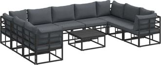 vidaXL Garden Sofa Set with Cushion Black Aluminium vidaXL