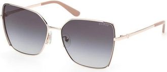 Guess Geometric Butterfly Metalen Zonnebril - Dames - Zonnebrillen - Geel - 59 MM - Accessoires