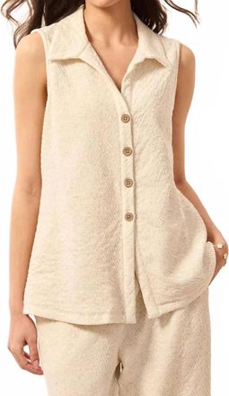 Tribal Sleeveless Button Front Top In Canvas