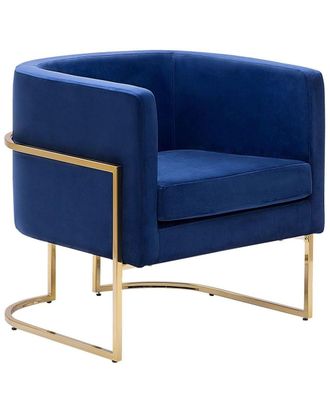 Beliani Sill&oacute;n terciopelo azul oscuro
