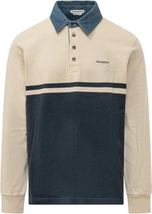 J.W.Anderson Polo met contrasterende kraag - Heren - Polos - Beige - XL - Katoen - Tops