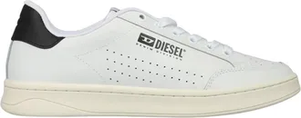 Diesel Heren S Athene leren platte sportschoenen (Wit, Zwart)