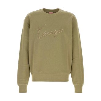 Kenzo Hoodies & sweatvesten, Heren, Groen, XL, Katoen, Signature Embroidered Sweatshirt