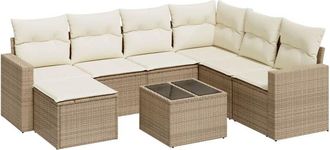 vidaXL Juego De Sof&aacute;s De Jard&iacute;n Con Cojines Beige 8 Pzas Rat&aacute;n Pe Vidaxl