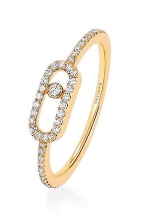 Messika Move Uno Pav&eacute; Diamond Ring in Yellow Gold at Nordstrom, Size 6.75