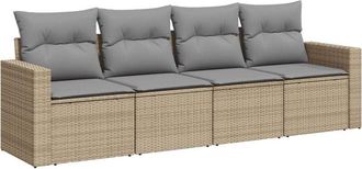 vidaXL Juego De Sof&aacute;s Jard&iacute;n Con Cojines 4 Pzas Rat&aacute;n Sint&eacute;tico Beige Vidaxl