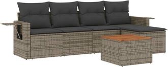 vidaXL Vidaxl - Set De Muebles De Jard&iacute;n 6 Pzas Y Cojines Rat&aacute;n Sint&eacute;tico Gris