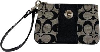 Coach Pre-owned Signature Canvas Wristlet - Dames - Vintage Clutch - Zwart - ONE Size - Vintage