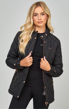 Siksilk Chaqueta Acolchada con Cintur&oacute;n Negra para Mujer XXS