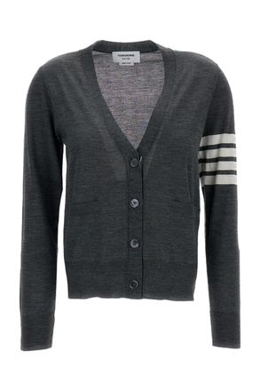 Thom Browne V-Neck Cardigan with 4-Bar Stripe Detailing