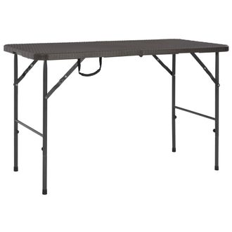 vidaXL Mesa De Jard&iacute;n Plegable Hdpe Marr&oacute;n Aspecto Rat&aacute;n 120x60x74 Cm Vidaxl