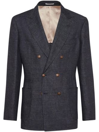 Brunello Cucinelli double-breasted linen blazer - men - Linen/Flax - 46 - Black