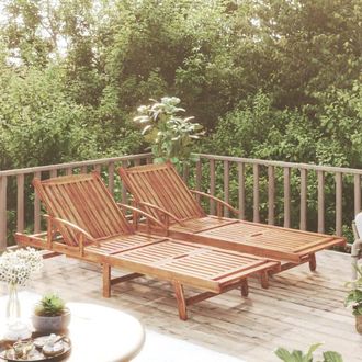 vidaXL Tumbonas De Madera Maciza De Acacia 2 Unidades Vidaxl