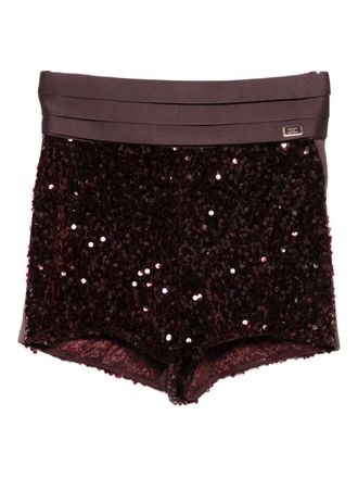 Elisabetta Franchi Shorts con paillettes - Rosso