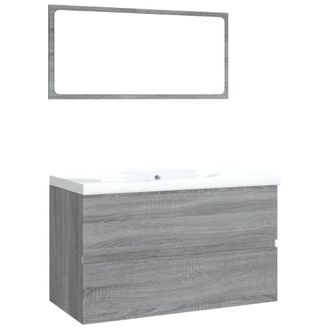 Berkfield Home Bathroom Furniture Set Grey Sonoma Engineered Wood
