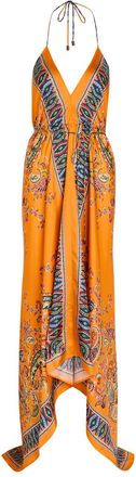 Etro Asymmetric Printed Silk Maxi Dress - Orange - S (UK8-10 / S)