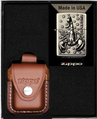 OEM Juego De Encendedores Zippo Zodiac Scorpio Regalo De Escorpi&oacute;n N.&deg; 2