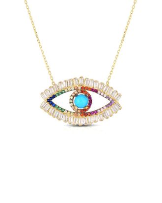 Sphera Milano 14K Over Silver Cz Asa Evil Eye Necklace