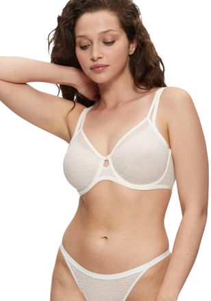 Triumph Minimizer-BH TRIUMPH Signature Sheer, Damen, Gr. 70, Cup F, weiss (ecru wei&szlig;), T&uuml;ll, Obermaterial: 59% Polyamid, 41% Elasthan, bestickt, leicht transp