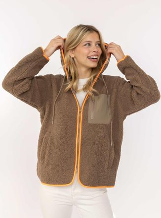 Zwillingsherz Kapuzensweatjacke ZWILLINGSHERZ Classic, Damen, Gr. XL, taupe, Obermaterial: 100% Polyester, Sweatjacken Kapuzensweatjacke, kuschelig weich, mit Tasch