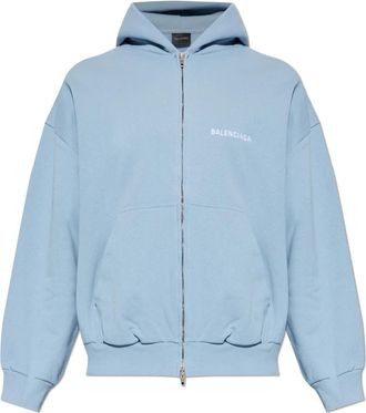 Balenciaga Back Zip-Up Hoodie Regular Fit - Heren - Vesten met rits - Blauw - M - Katoen - Hoodies & sweatvesten